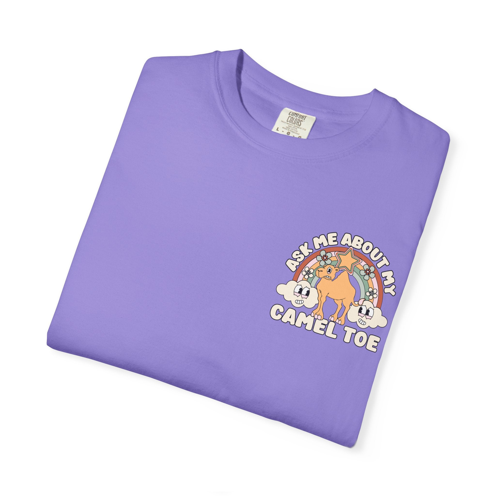 Adult Humor "Ask Me About My Camel Toe" Double-Sided Retro Tee