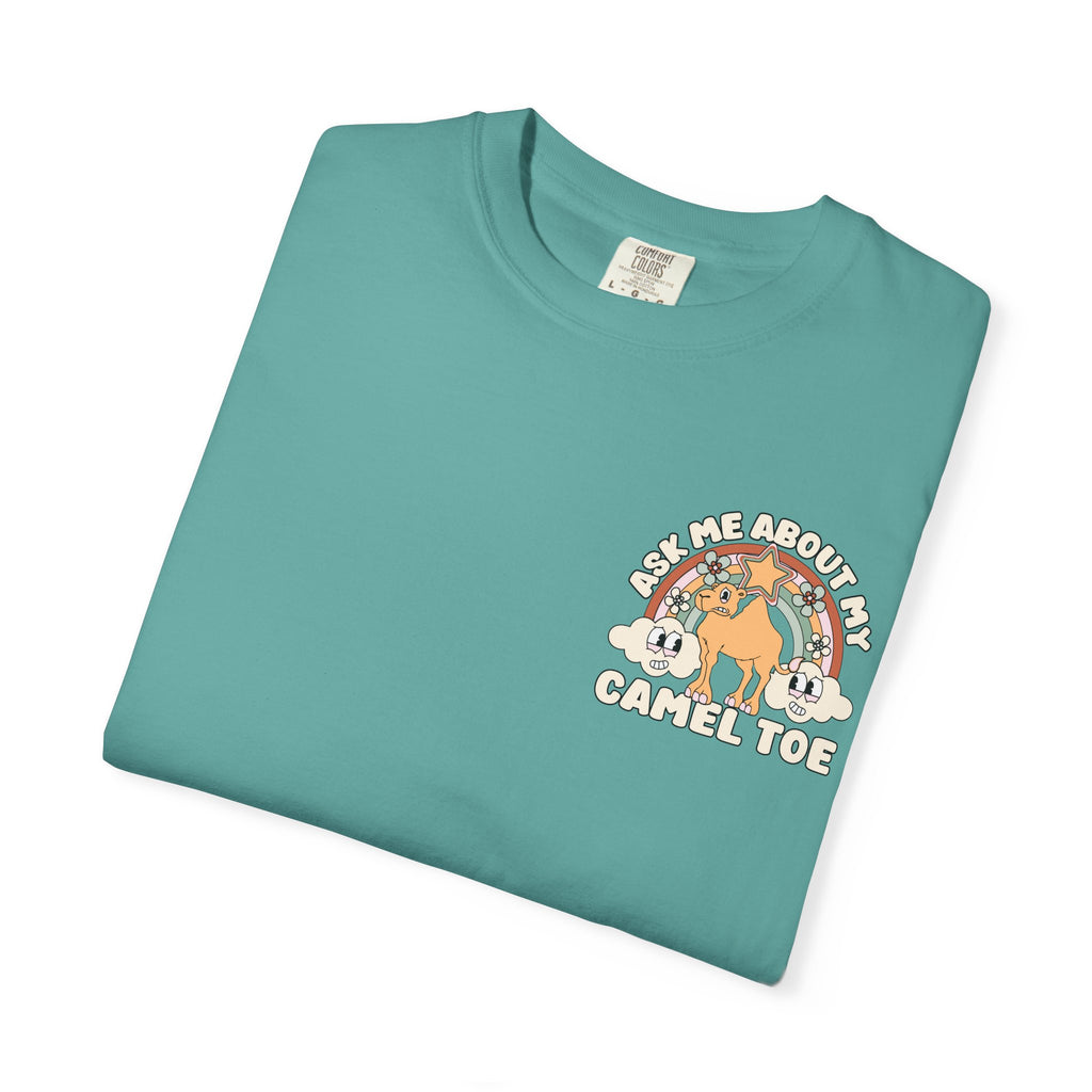 Adult Humor "Ask Me About My Camel Toe" Double-Sided Retro Tee