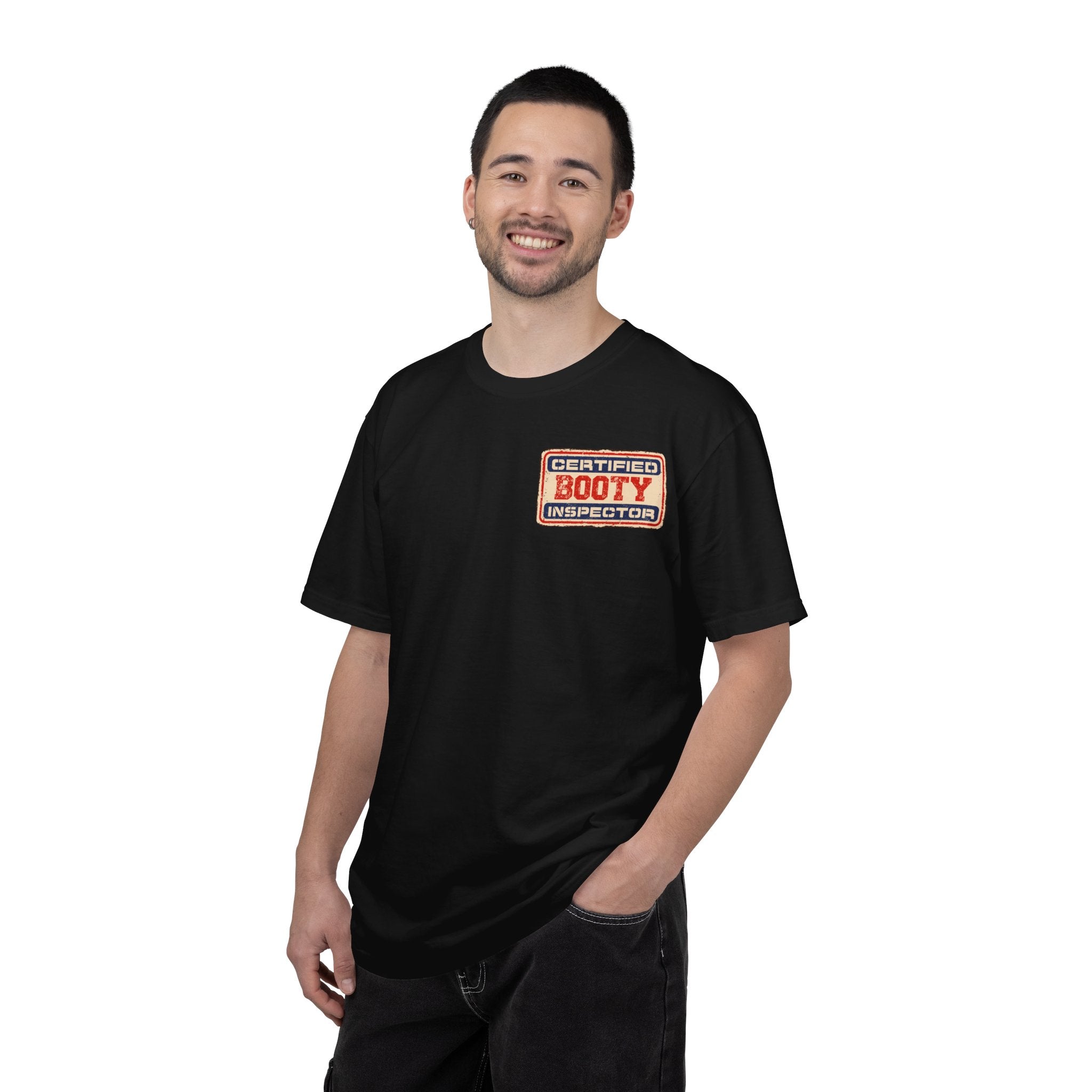 Adult Humor "Certified Booty Inspector" Double-Sided Tee