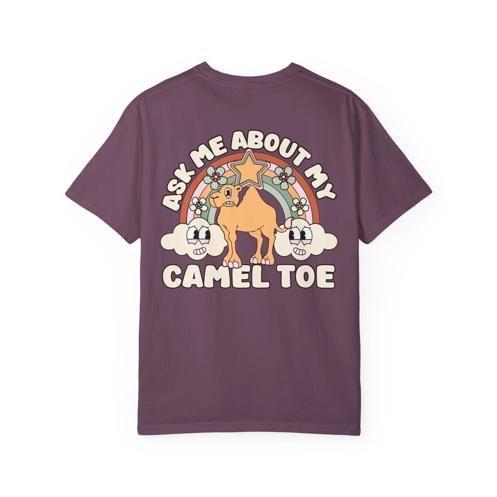 Adult Humor "Ask Me About My Camel Toe" Double-Sided Retro Tee