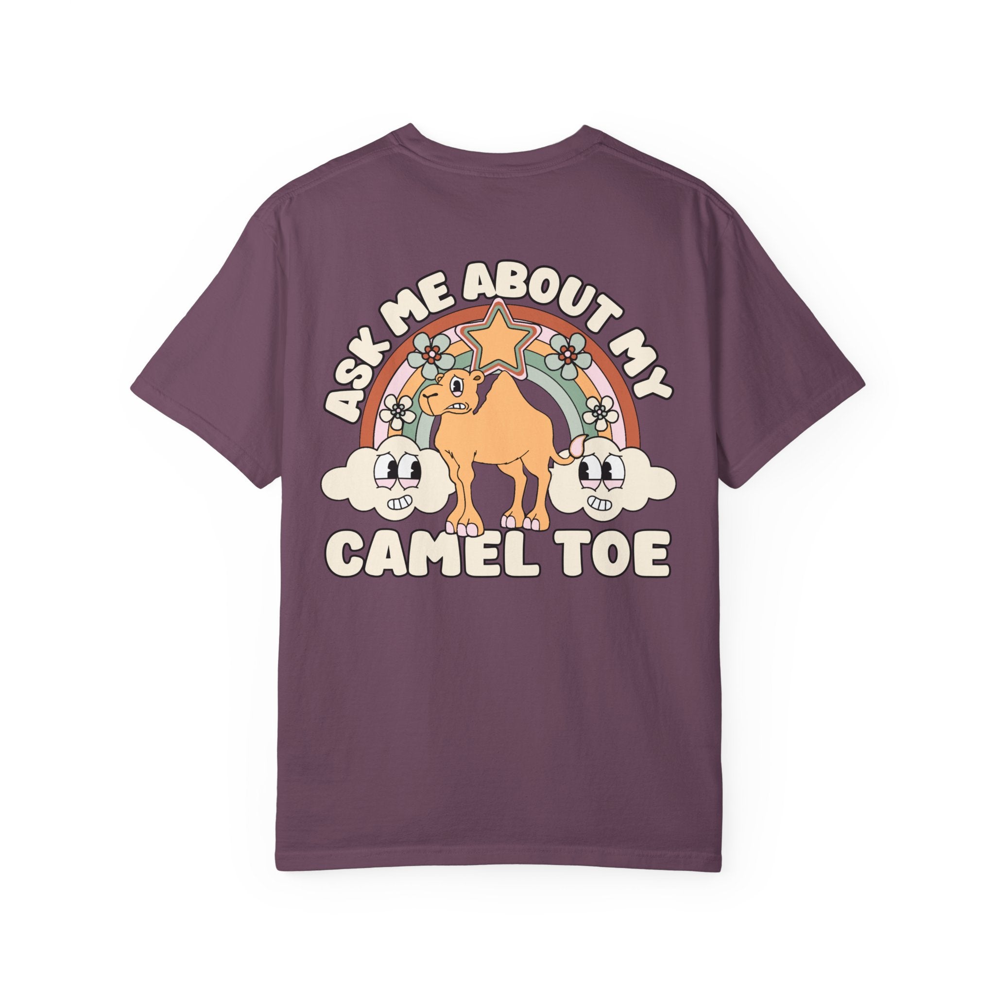 Adult Humor "Ask Me About My Camel Toe" Double-Sided Retro Tee