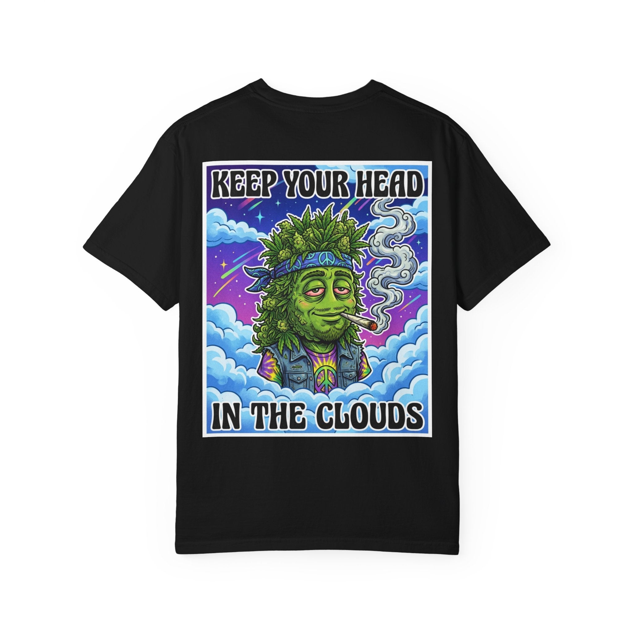 Keep Your Head In The Clouds - Retro 90s Cosmic Cannabis T-Shirt