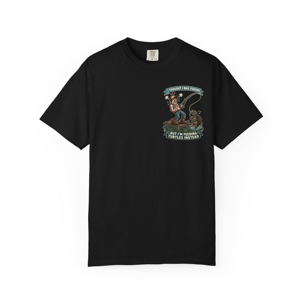 Funny Fishing Turtle Shirt Retro Fisherman T-Shirt Vintage Angler Gift Humorous Graphic Tee