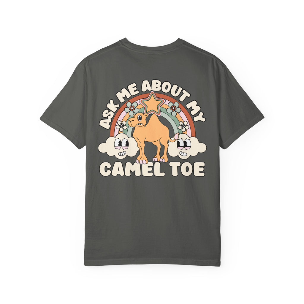 Adult Humor "Ask Me About My Camel Toe" Double-Sided Retro Tee