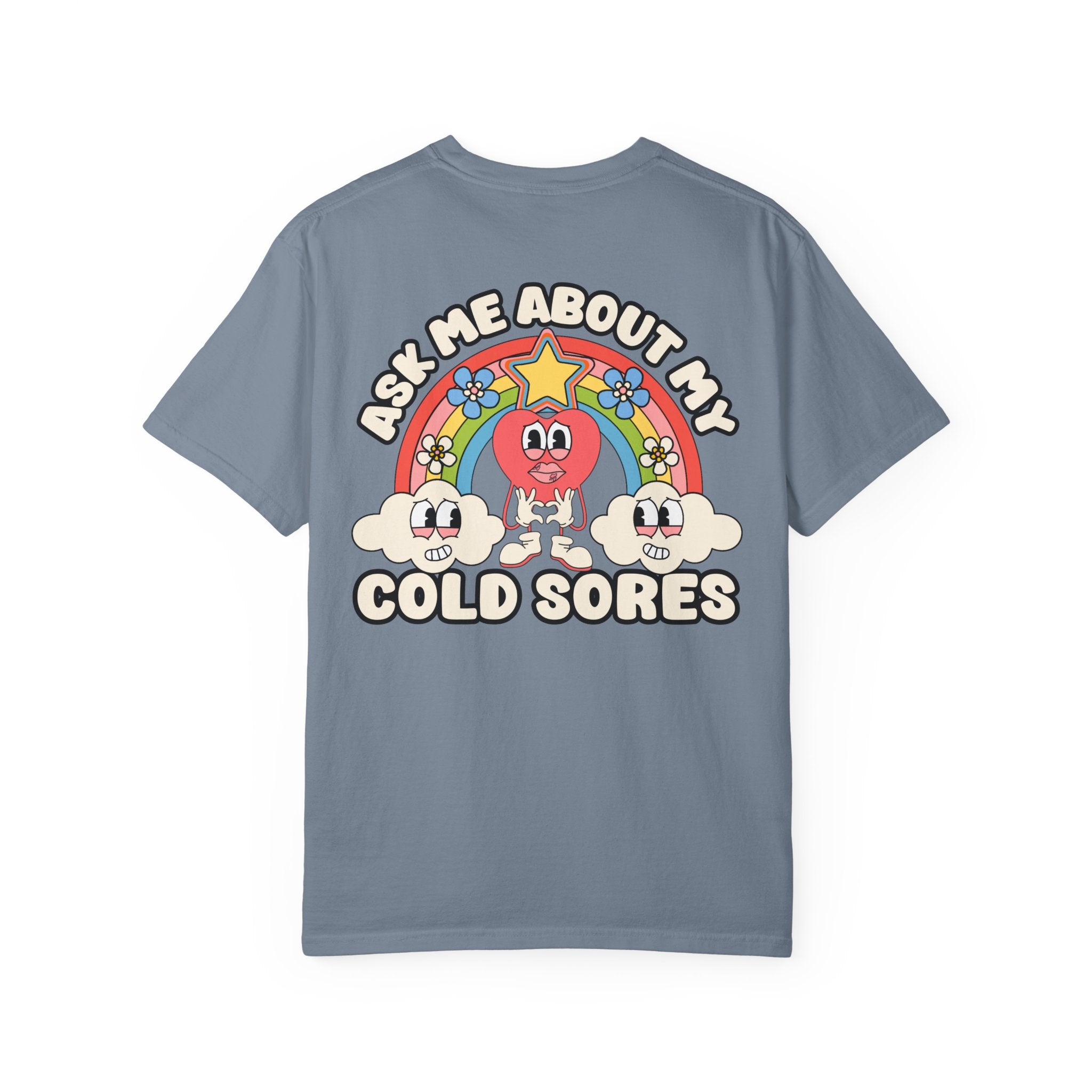 Adult Humor "Ask Me About My Cold Sores" Double-Sided Retro Tee