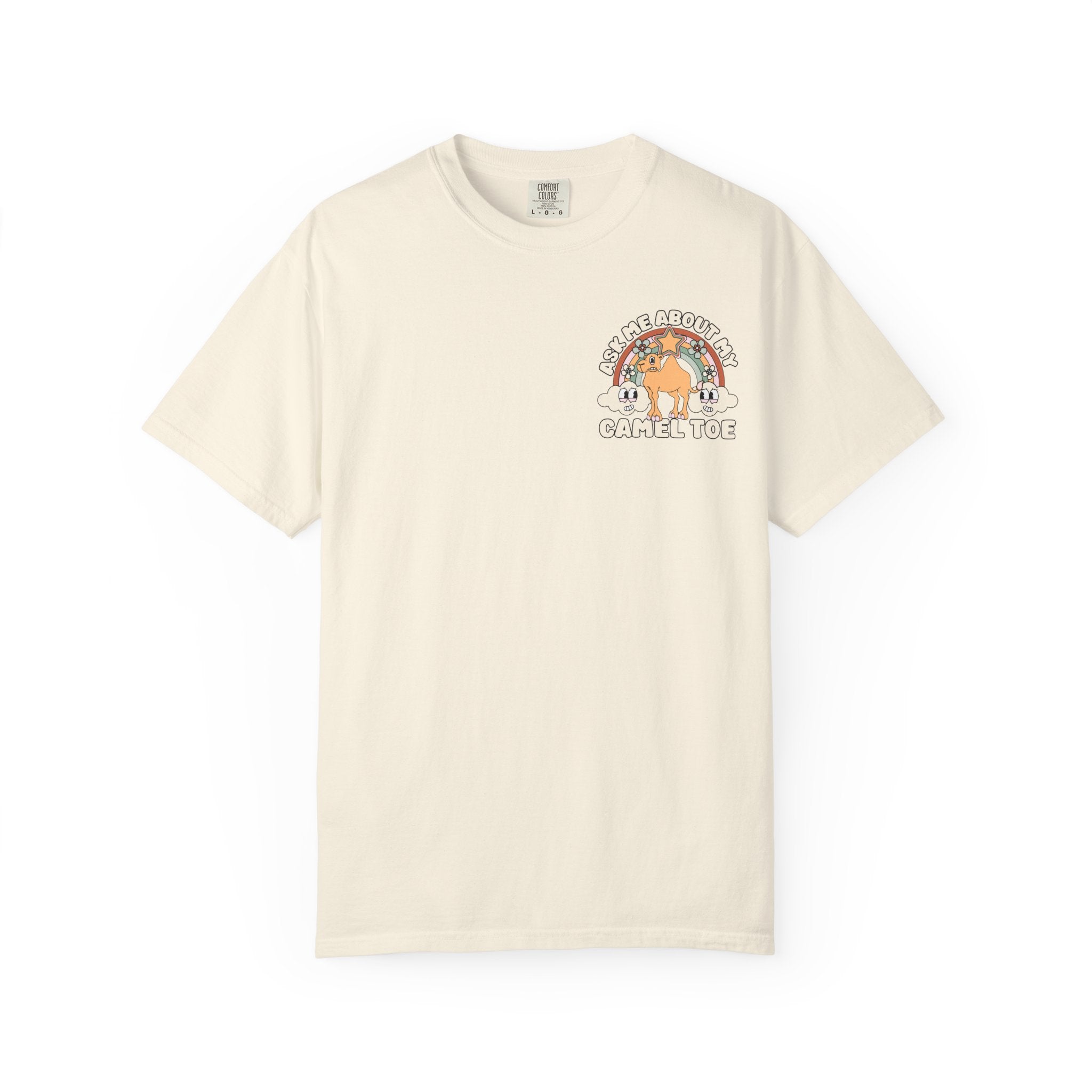 Adult Humor "Ask Me About My Camel Toe" Double-Sided Retro Tee