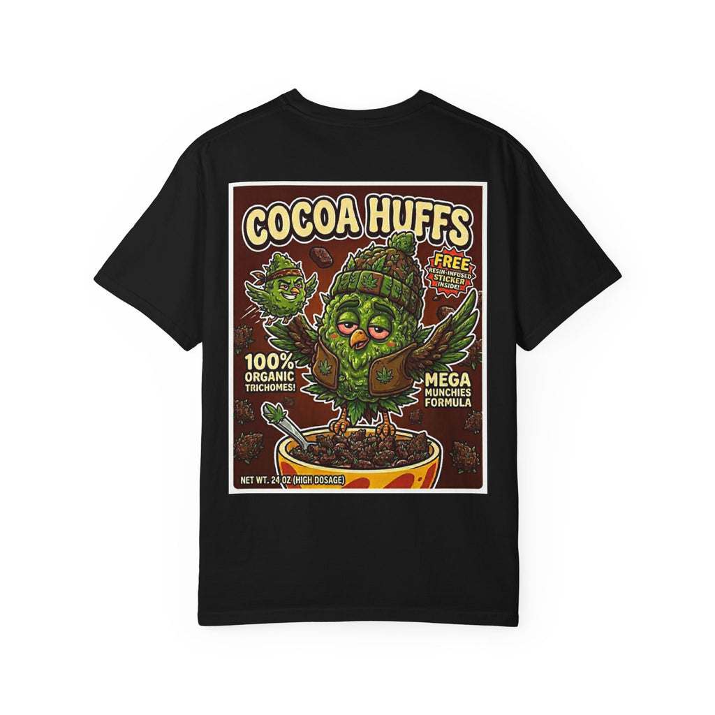 Cocoa Huffs Shirt - Funny Stoner Retro Cereal Parody Puffs Bird Chocolate Cannabis Weed Tee