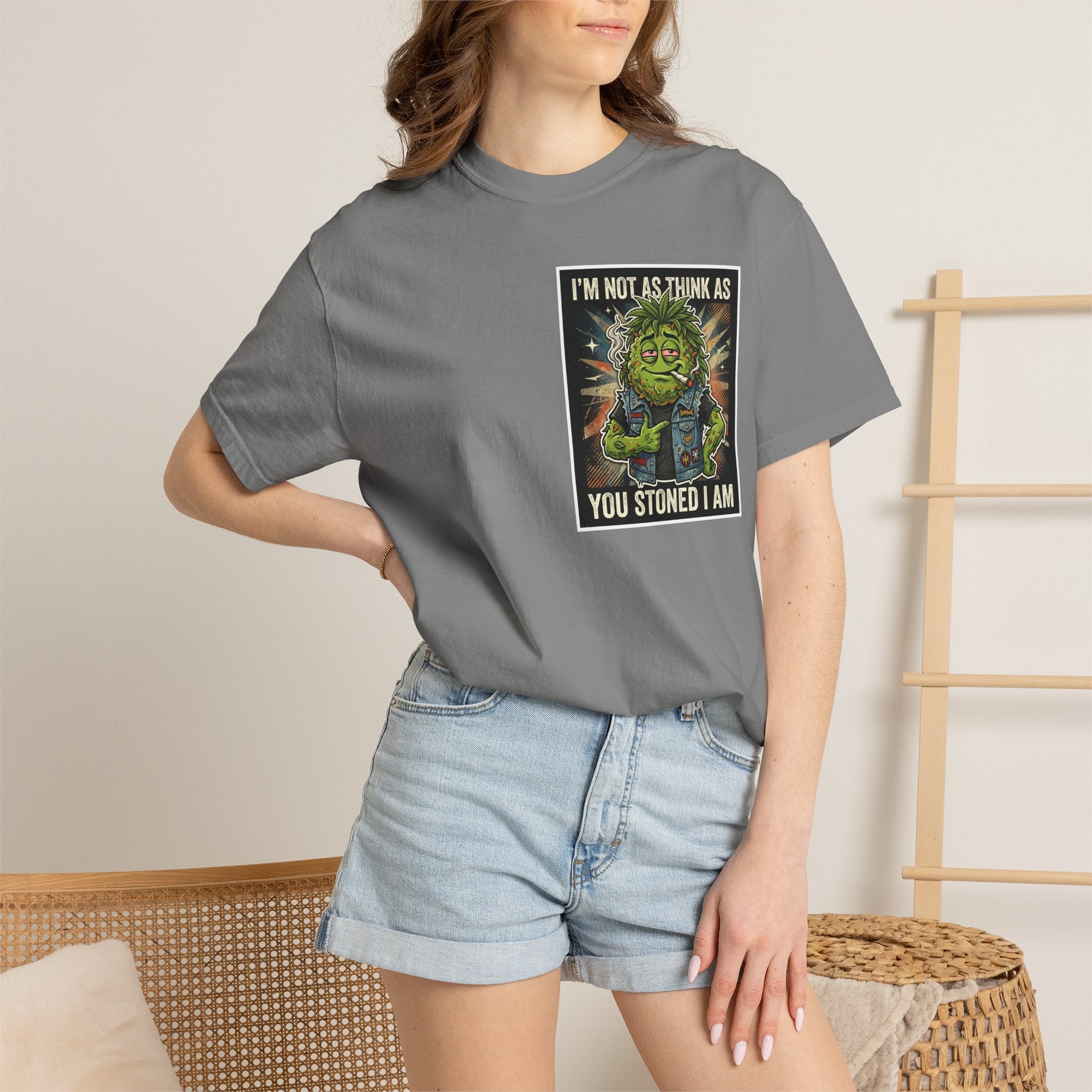 I'm Not As Think As You Stoned I Am Funny Bud Retro Graphic Tee