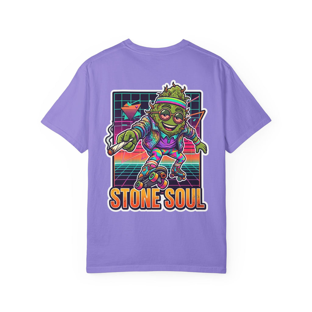 Retro 80s Synthwave Stone Soul Roller Skating Weed Bud Graphic Tee