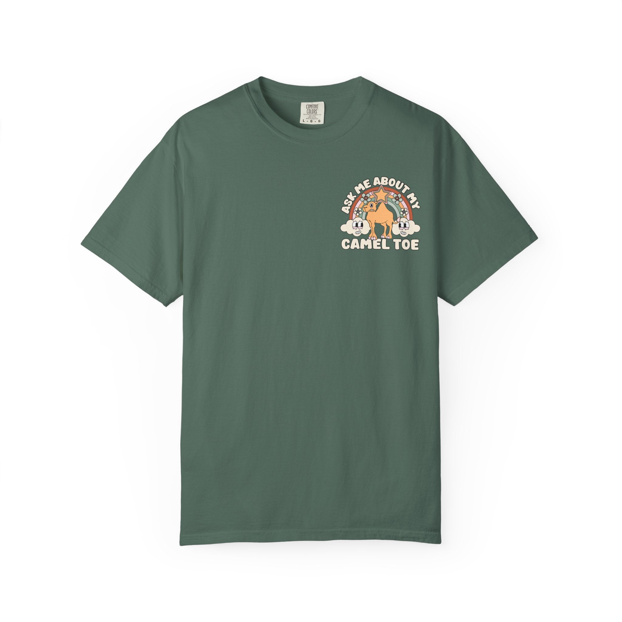 Adult Humor "Ask Me About My Camel Toe" Double-Sided Retro Tee