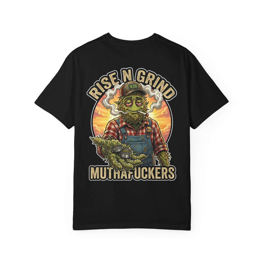 Rise N Grind 420 Stoner T-Shirt - Retro 90s Cannabis Culture Smoke Graphic Apparel Tee