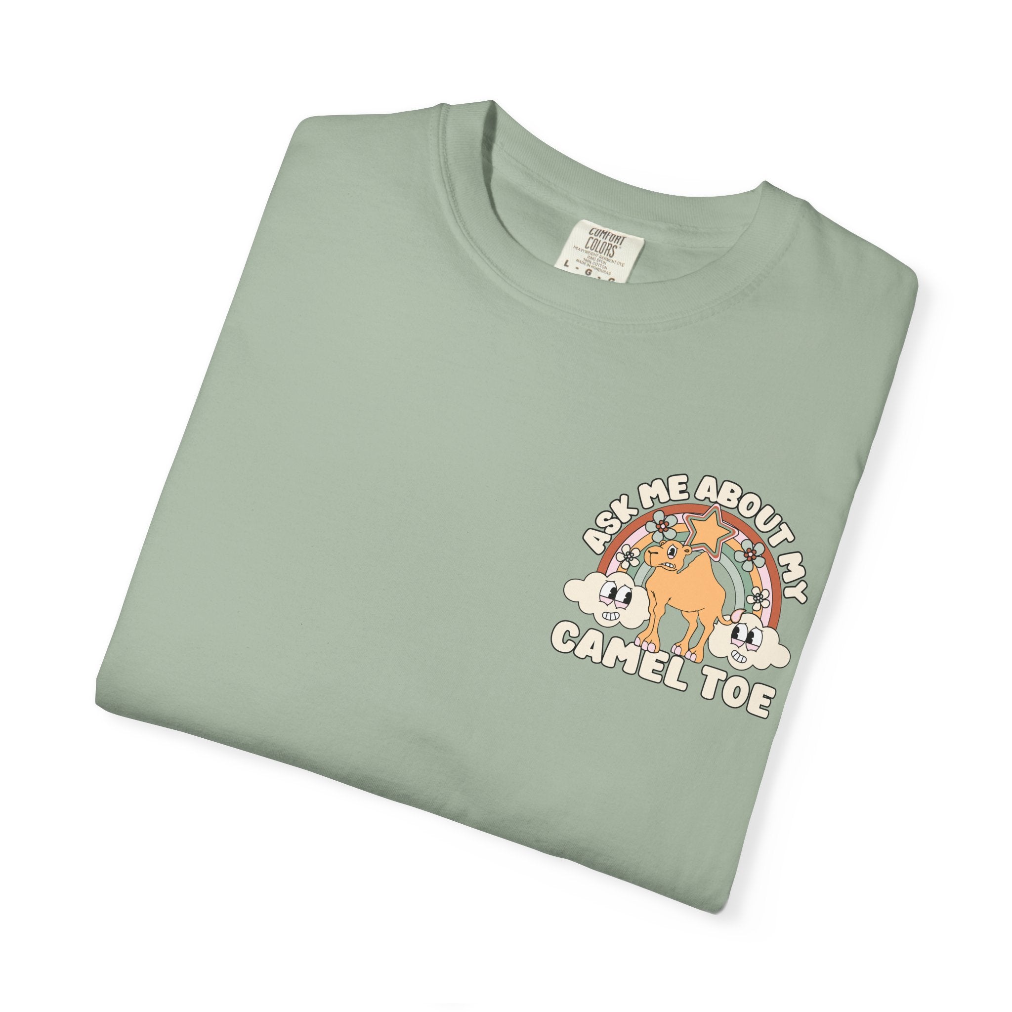 Adult Humor "Ask Me About My Camel Toe" Double-Sided Retro Tee