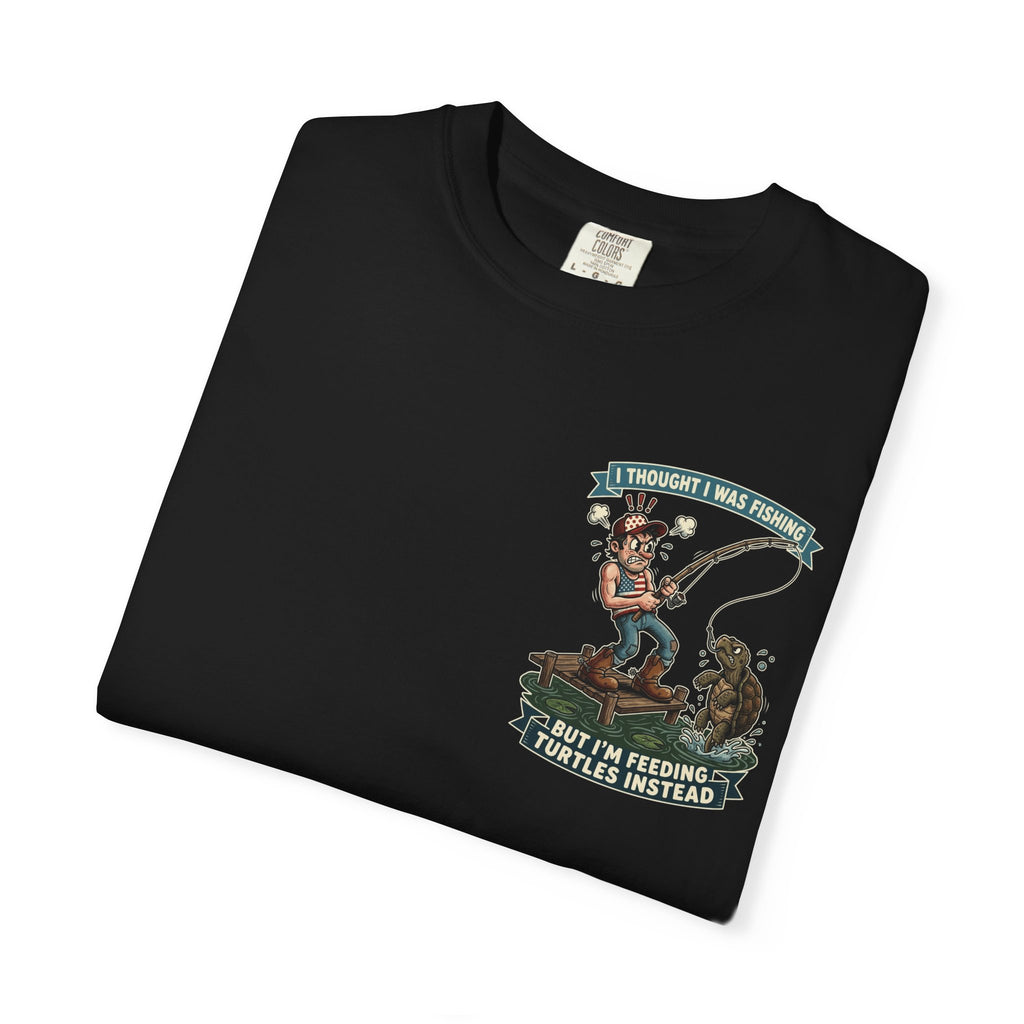 Funny Fishing Turtle Shirt Retro Fisherman T-Shirt Vintage Angler Gift Humorous Graphic Tee