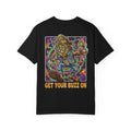 Get Your Buzz On T-Shirt - Retro 80s Synthwave Weed Bud Cannabis Marijuana Stoner Shirt