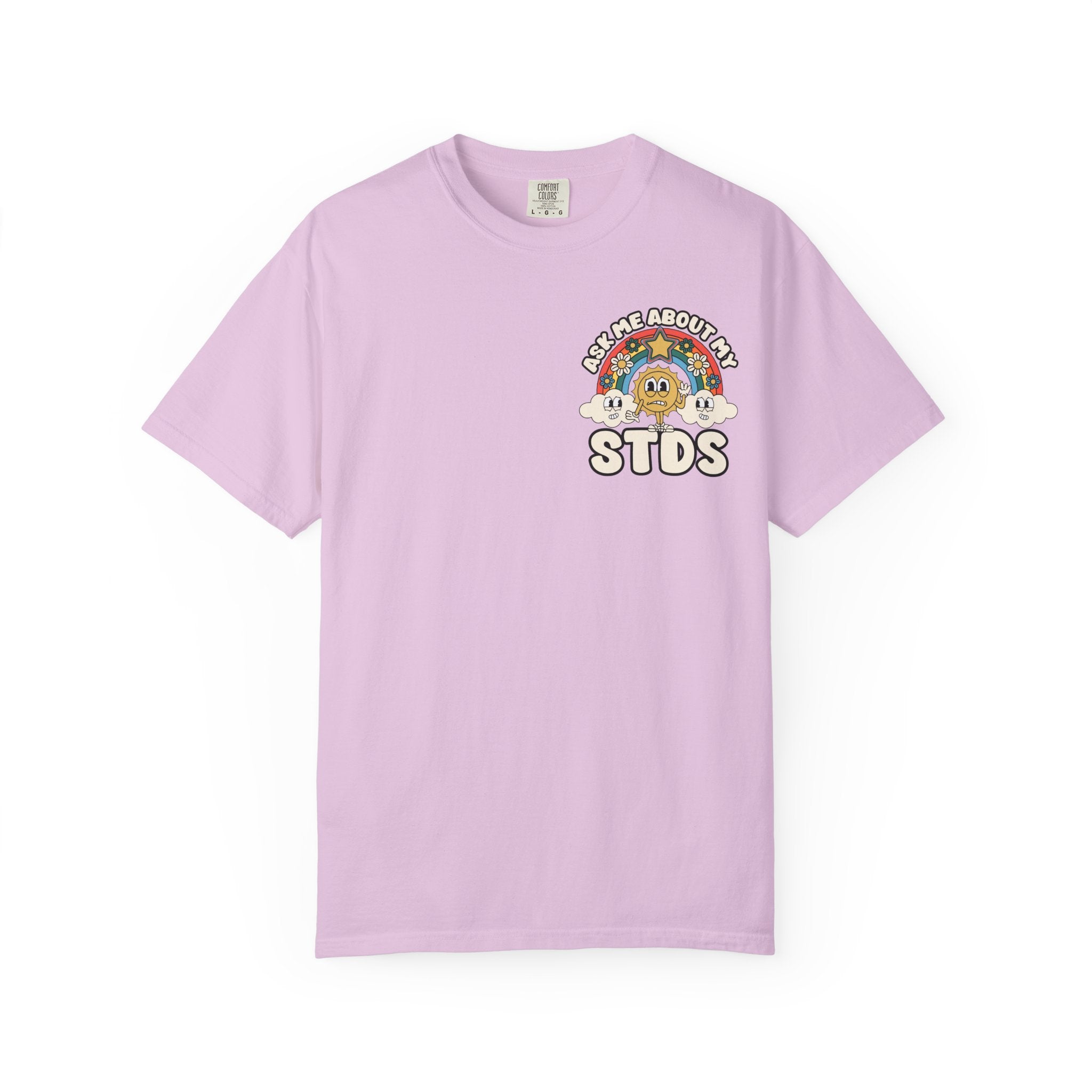 Adult Humor "Ask Me About My STDs" Double-Sided Retro Tee