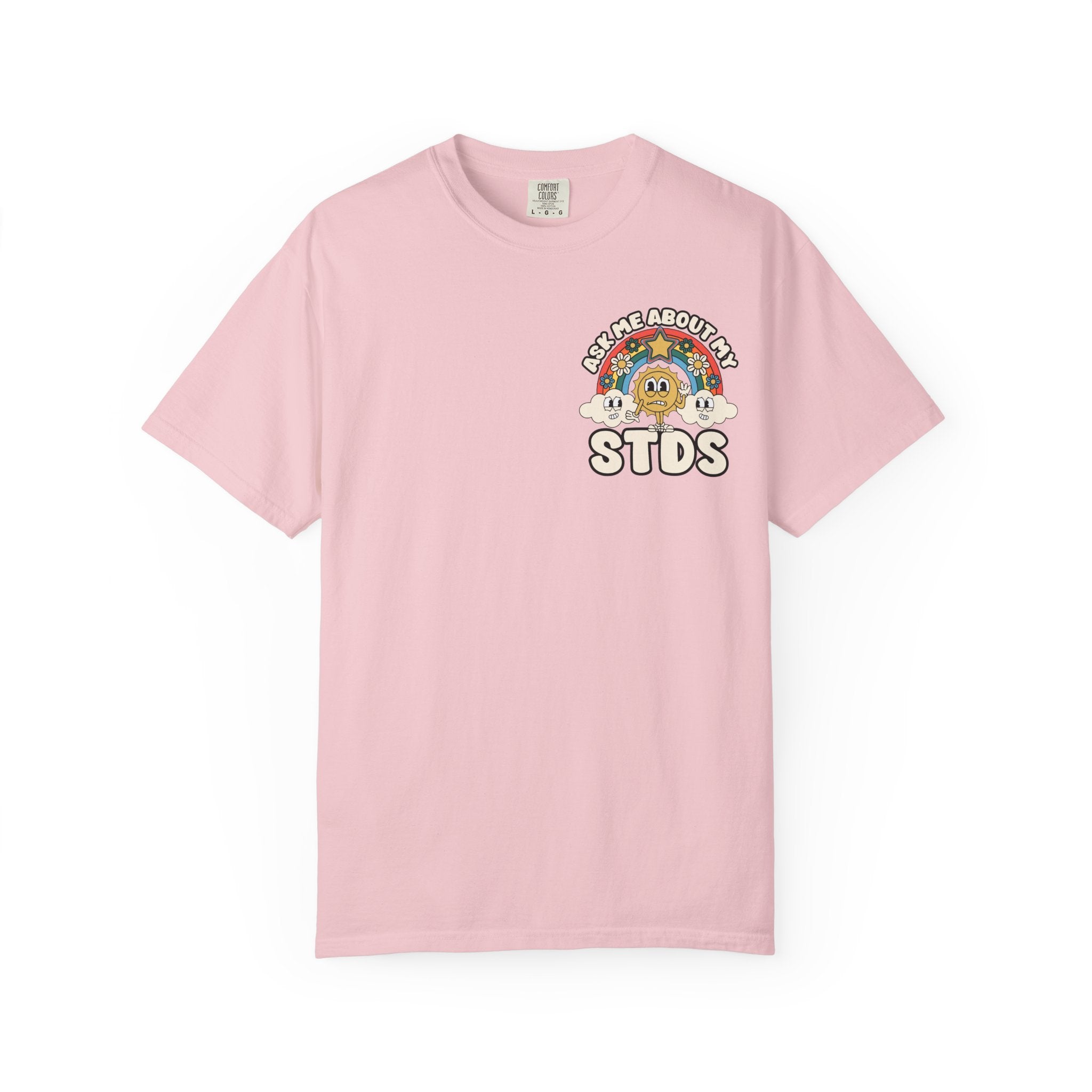 Adult Humor "Ask Me About My STDs" Double-Sided Retro Tee