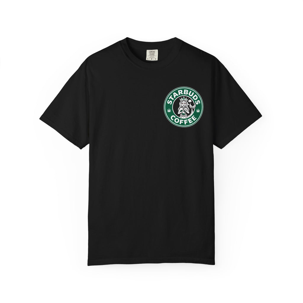 Funny Retro Coffee Parody Streetwear Tee - Starbuds Cannabis Siren Stoner Graphic Shirt