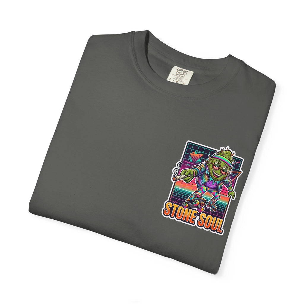 Retro 80s Synthwave Stone Soul Roller Skating Weed Bud Graphic Tee