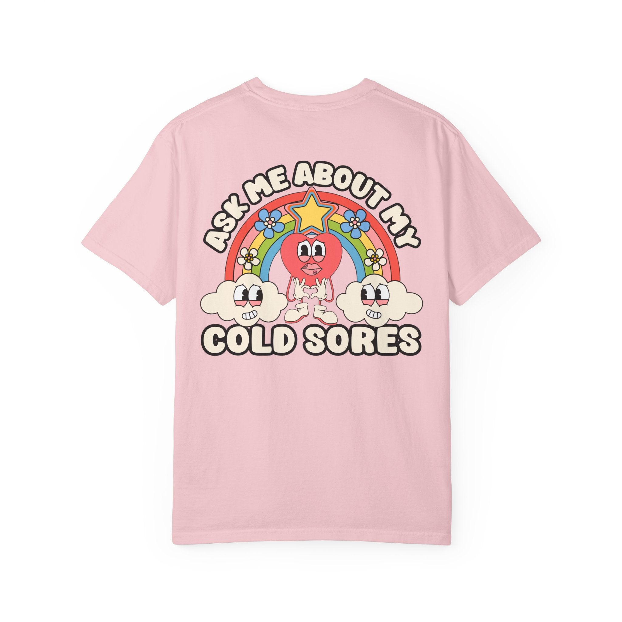 Adult Humor "Ask Me About My Cold Sores" Double-Sided Retro Tee