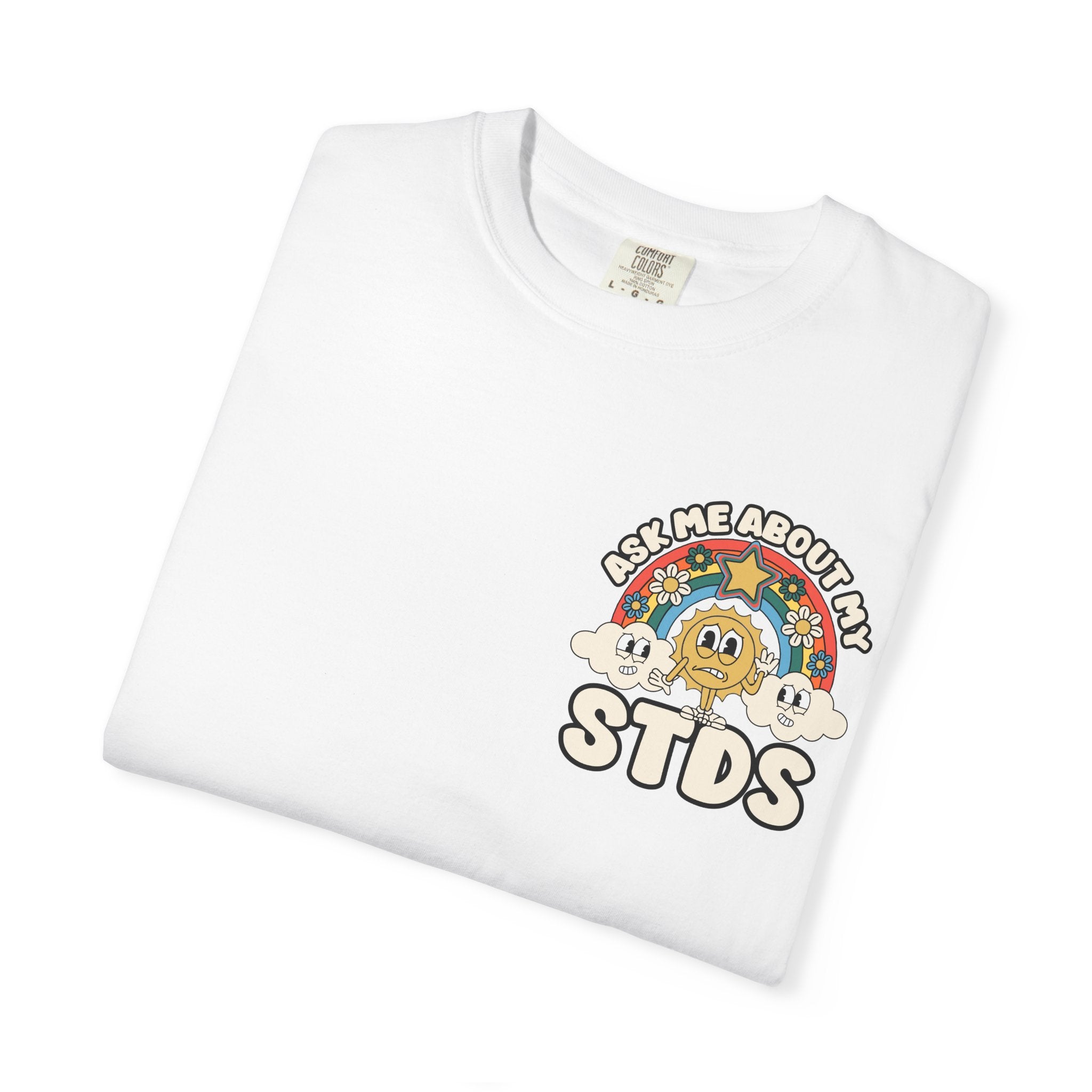 Adult Humor "Ask Me About My STDs" Double-Sided Retro Tee