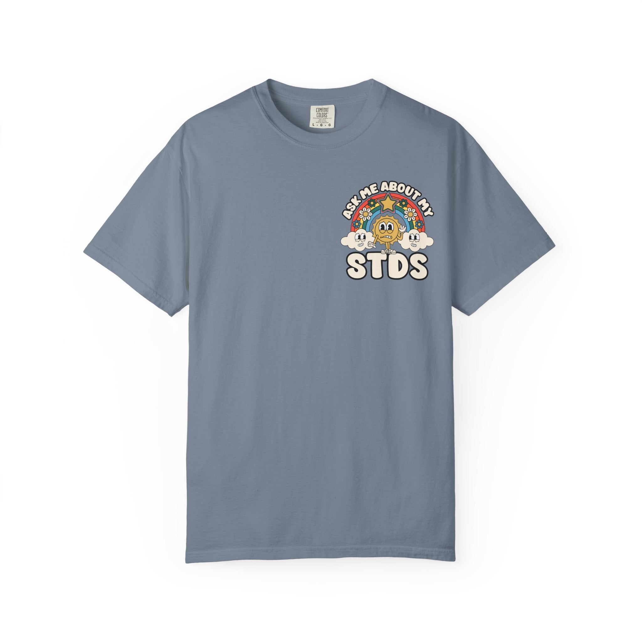 Adult Humor "Ask Me About My STDs" Double-Sided Retro Tee