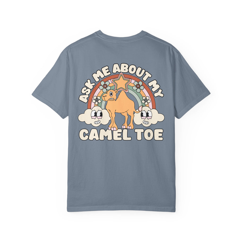 Adult Humor "Ask Me About My Camel Toe" Double-Sided Retro Tee