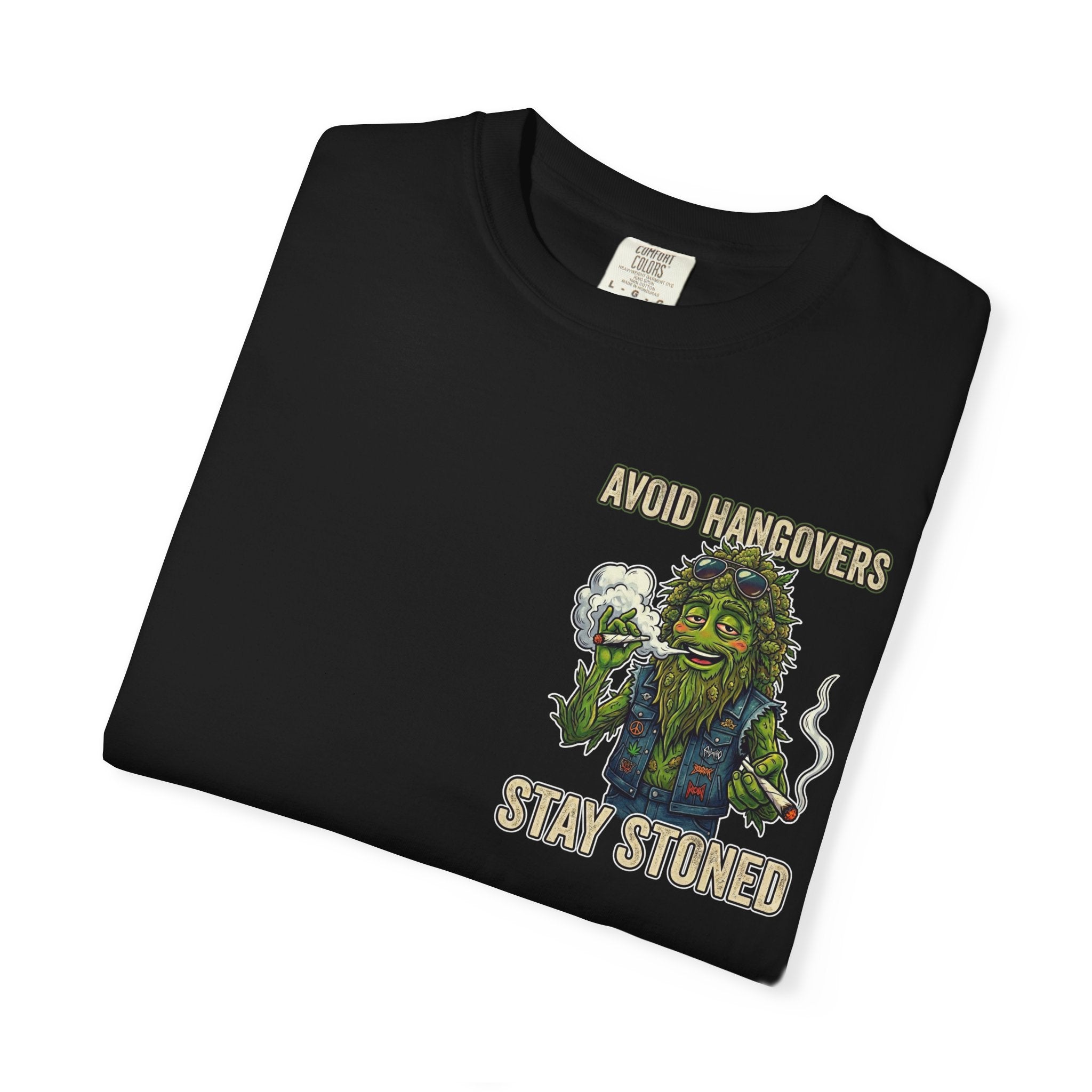 Avoid Hangovers Stay Stoned Vintage Biker Bud Graphic Tee