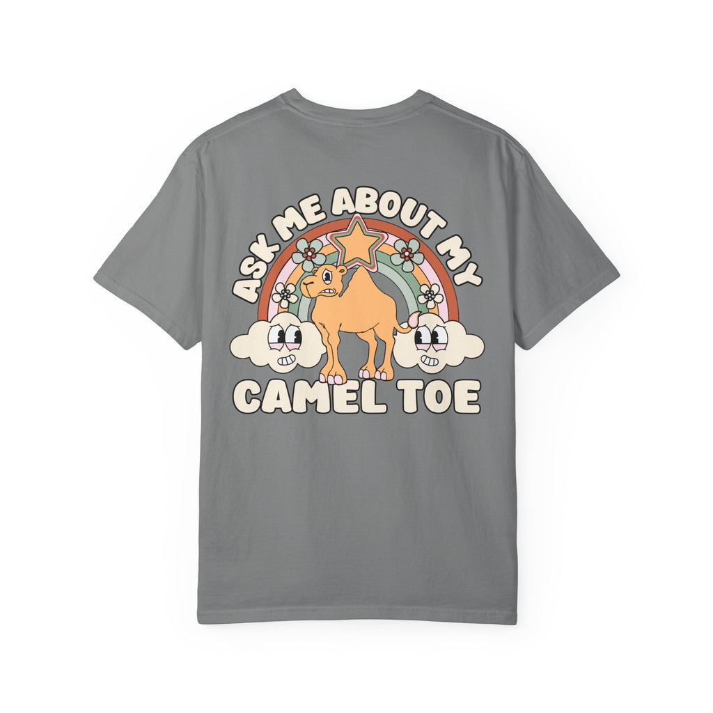 Adult Humor "Ask Me About My Camel Toe" Double-Sided Retro Tee