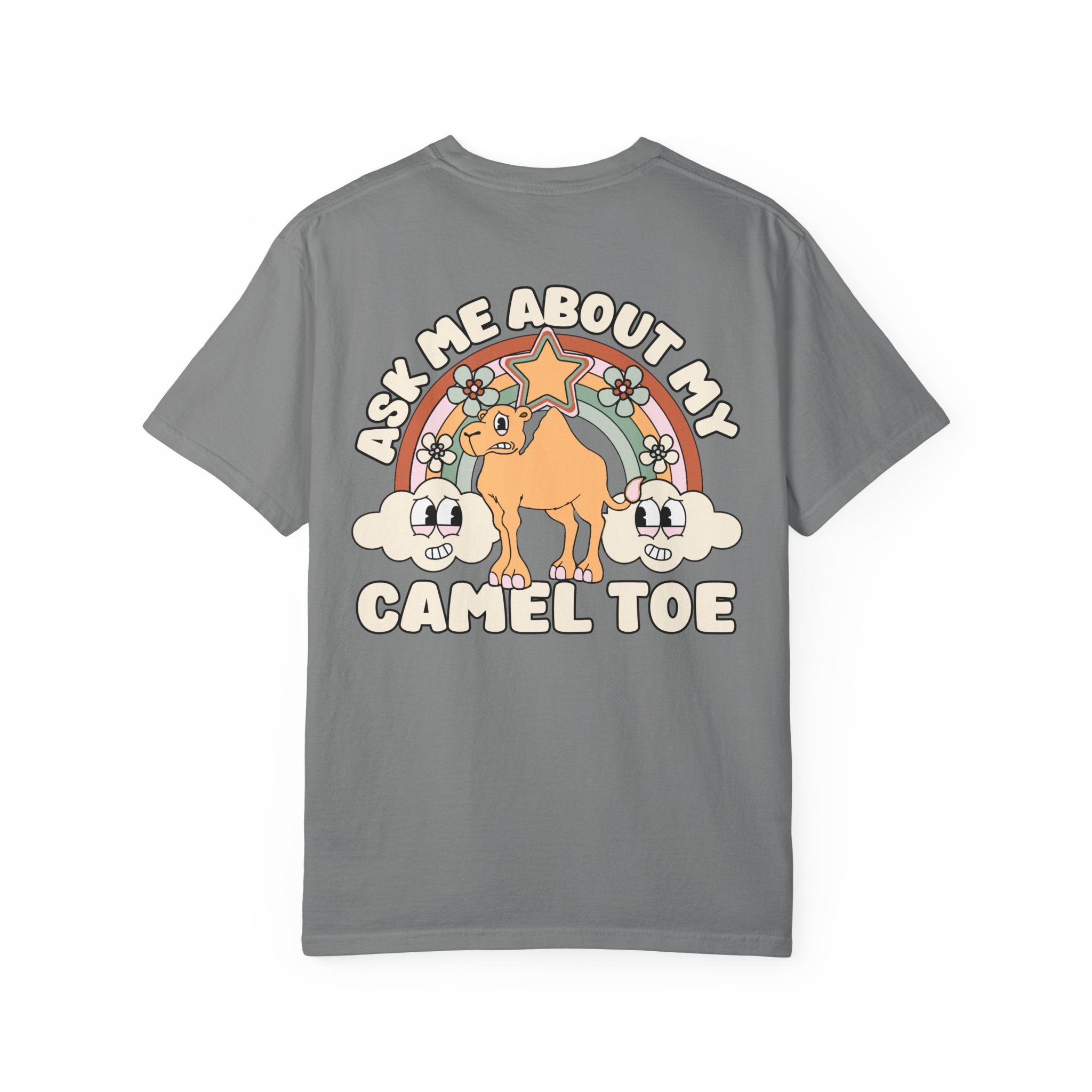 Adult Humor "Ask Me About My Camel Toe" Double-Sided Retro Tee