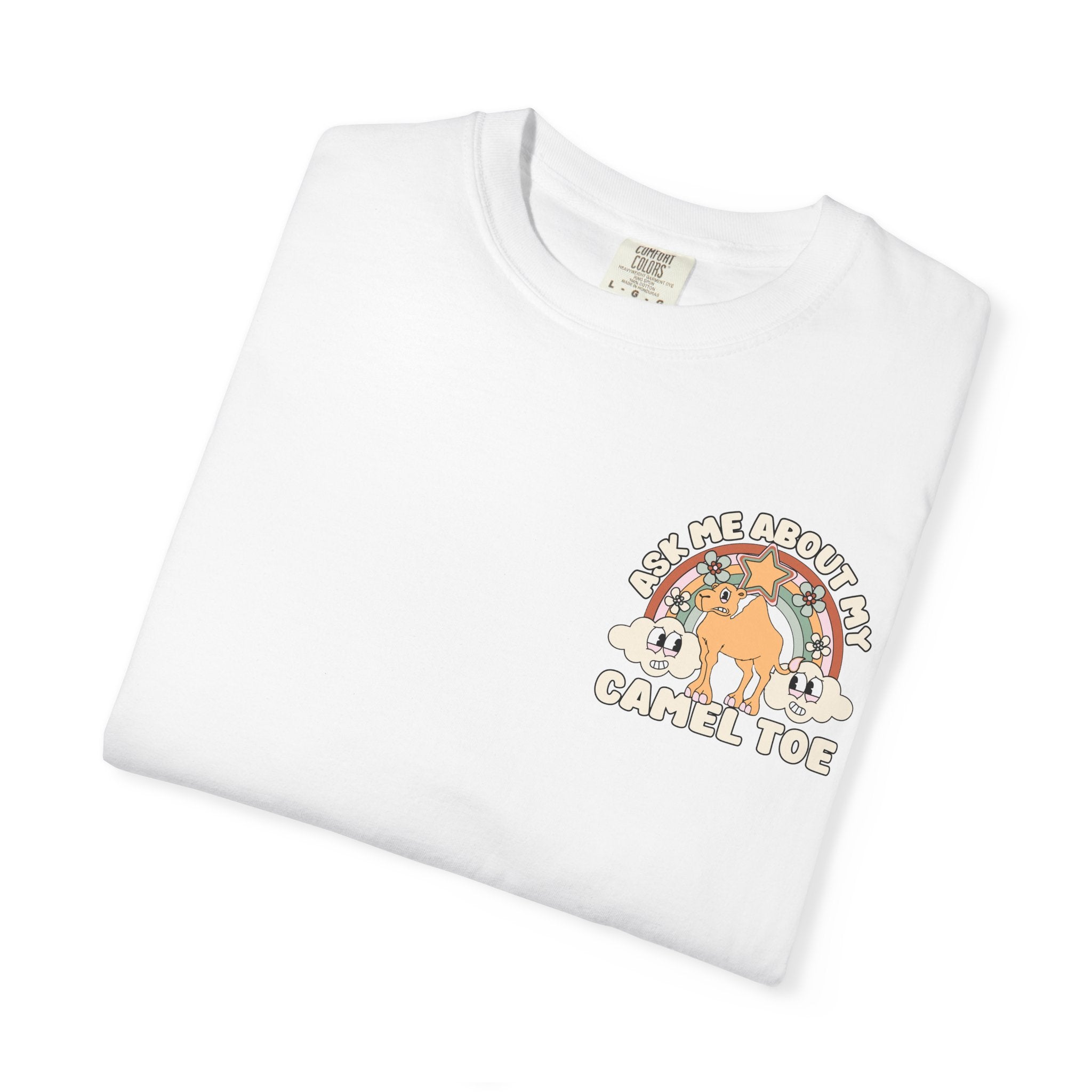 Adult Humor "Ask Me About My Camel Toe" Double-Sided Retro Tee