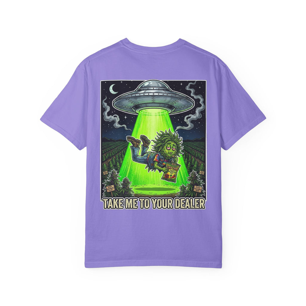 Take Me To Your Dealer - Retro Sci-Fi Cannabis Graphic Tee