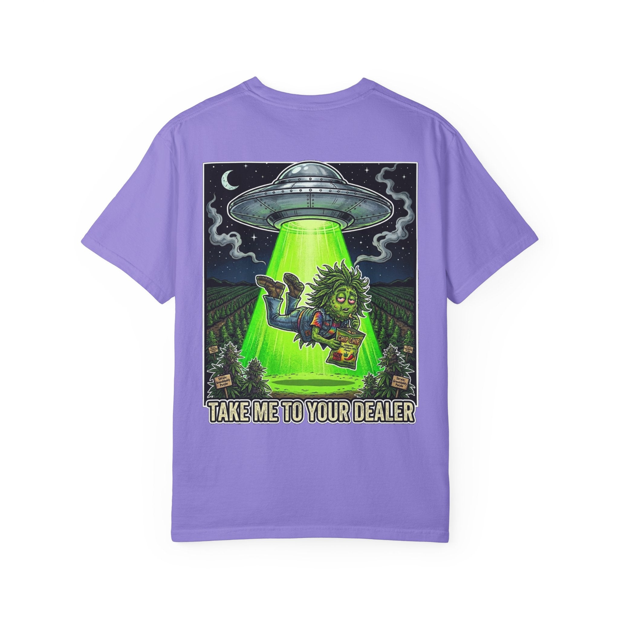 Take Me To Your Dealer - Retro Sci-Fi Cannabis Graphic Tee
