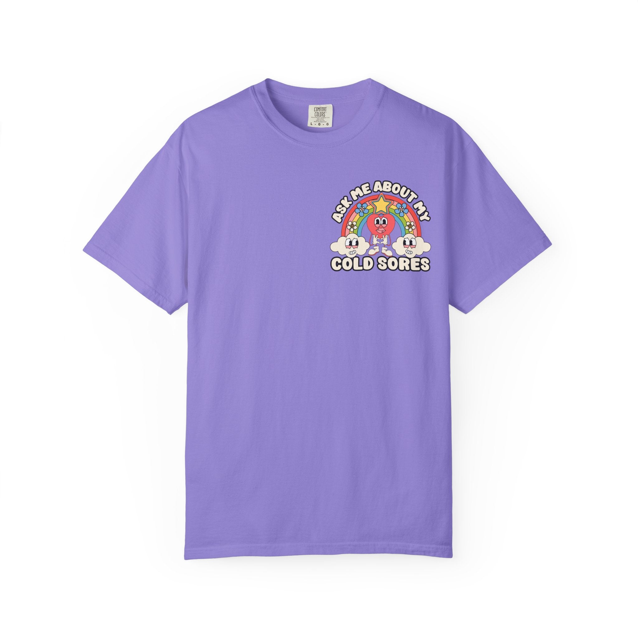 Adult Humor "Ask Me About My Cold Sores" Double-Sided Retro Tee