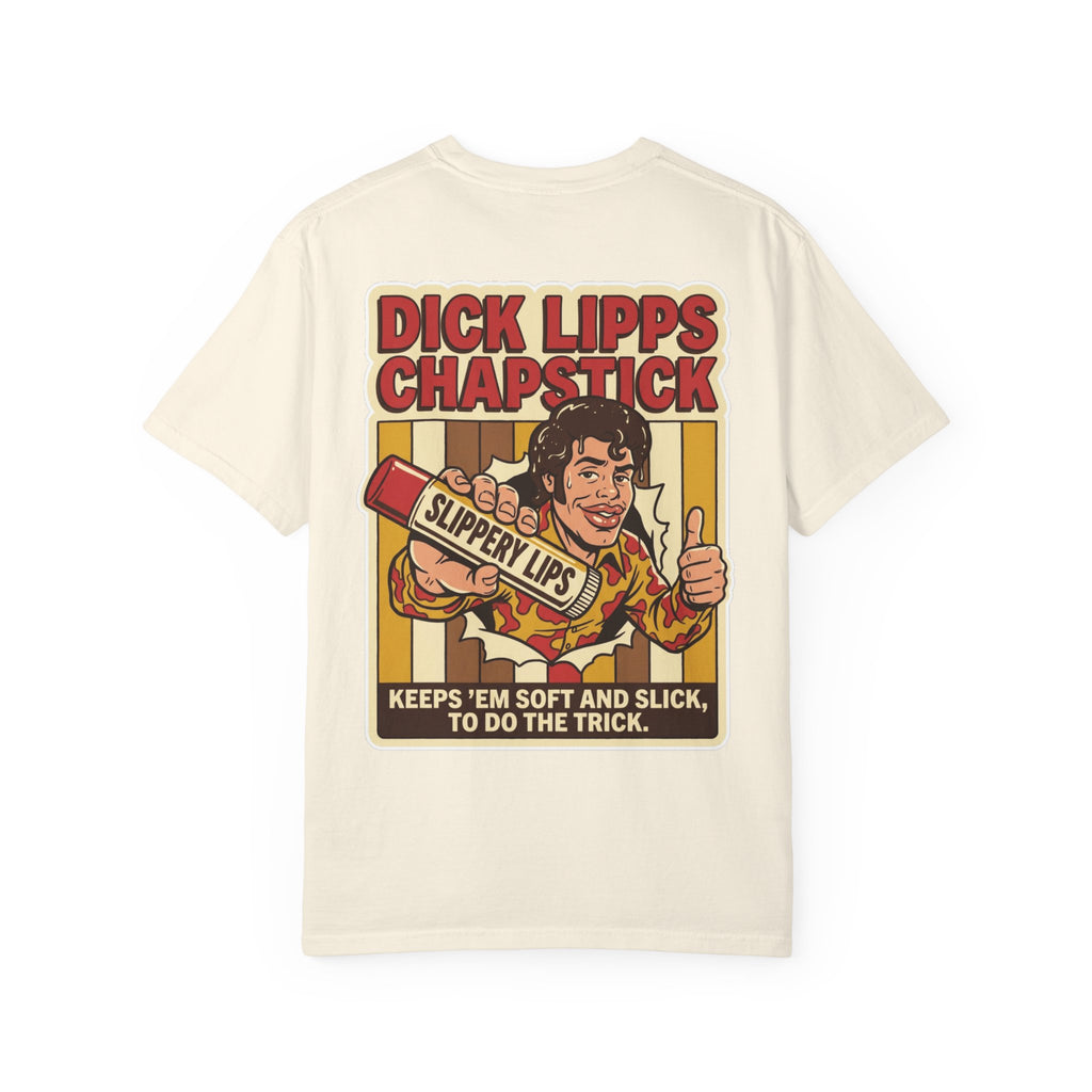 Funny Dick Lipps Chapstick Shirt Sarcastic 1970s Retro Adult Humor Lube Gag Tee