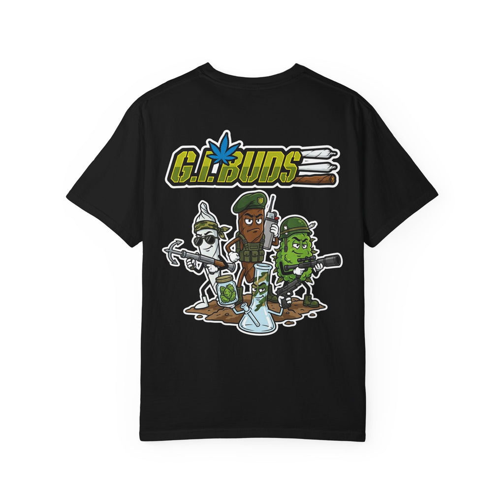 GI BUDS Funny Retro 1980s Military Cartoon Parody Tactical Weed Humor T-Shirt