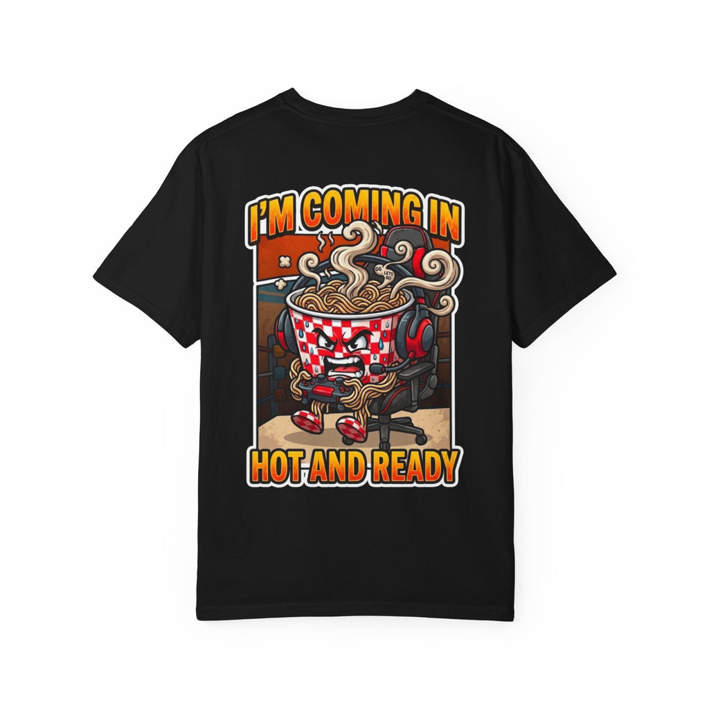 Hot And Ready Shirt - Funny Retro Gamer Parody Ramen Noodles Gaming Controller Food Humor Tee