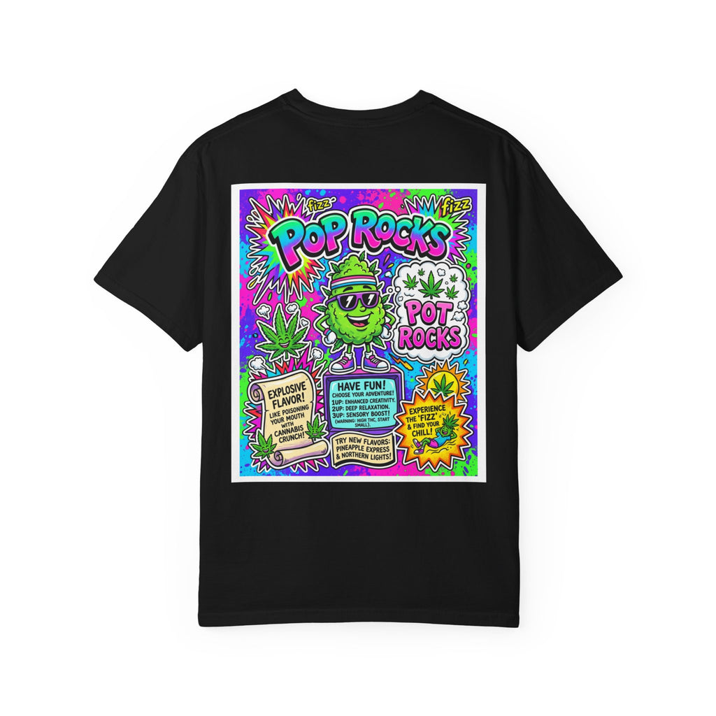 Pot Rocks Shirt - Funny Stoner Retro Candy Parody Pop Rocks Popping Cannabis Weed 420 Humor Tee
