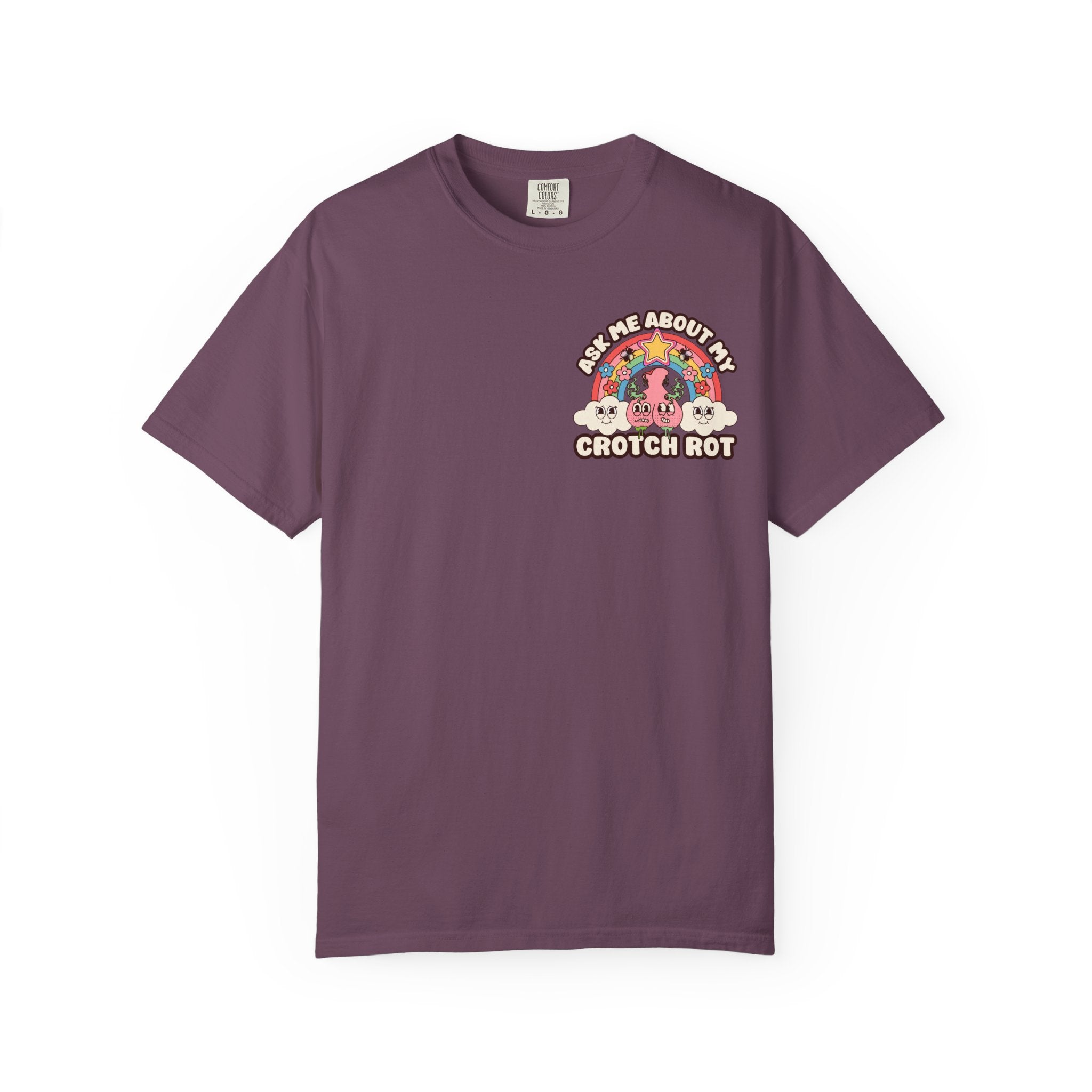 Adult Humor "Ask Me About My Crotch Rot" Double-Sided Retro Tee