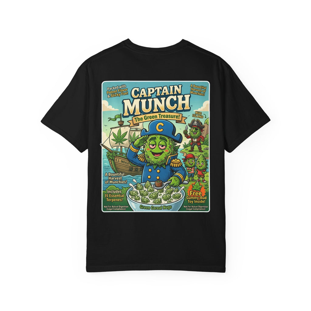Captain Munch Shirt - Funny Stoner Retro Cereal Parody Capn Crunch Cannabis Weed 420 Humor Tee