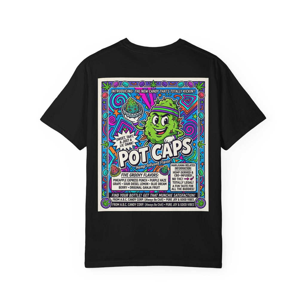 Pot Caps Shirt - Funny Stoner Retro Candy Parody Bottle Caps Cannabis Weed 420 Humor Pop Tee