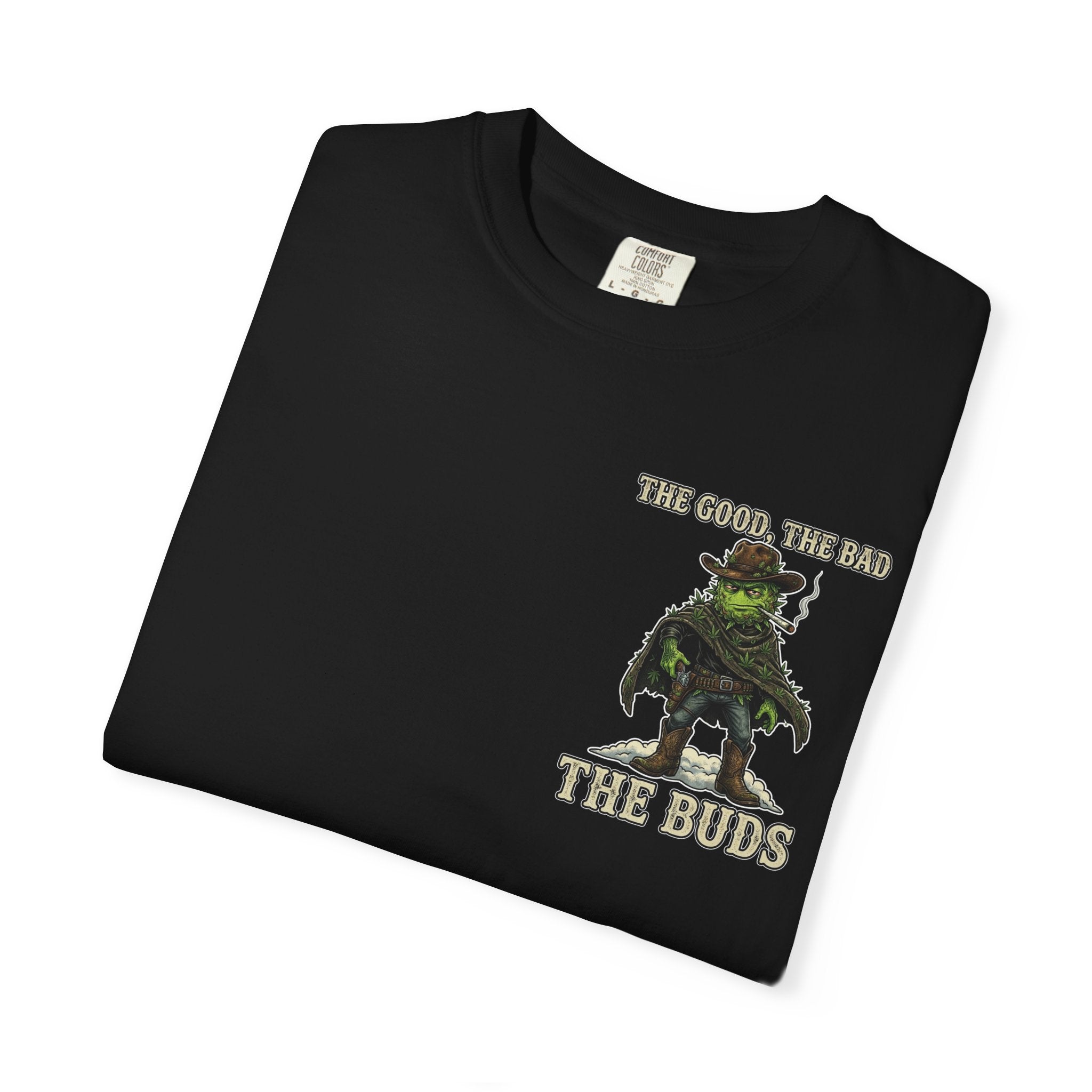 The Good, The Bad, The Buds - Retro Western Satire Cannabis T-Shirt