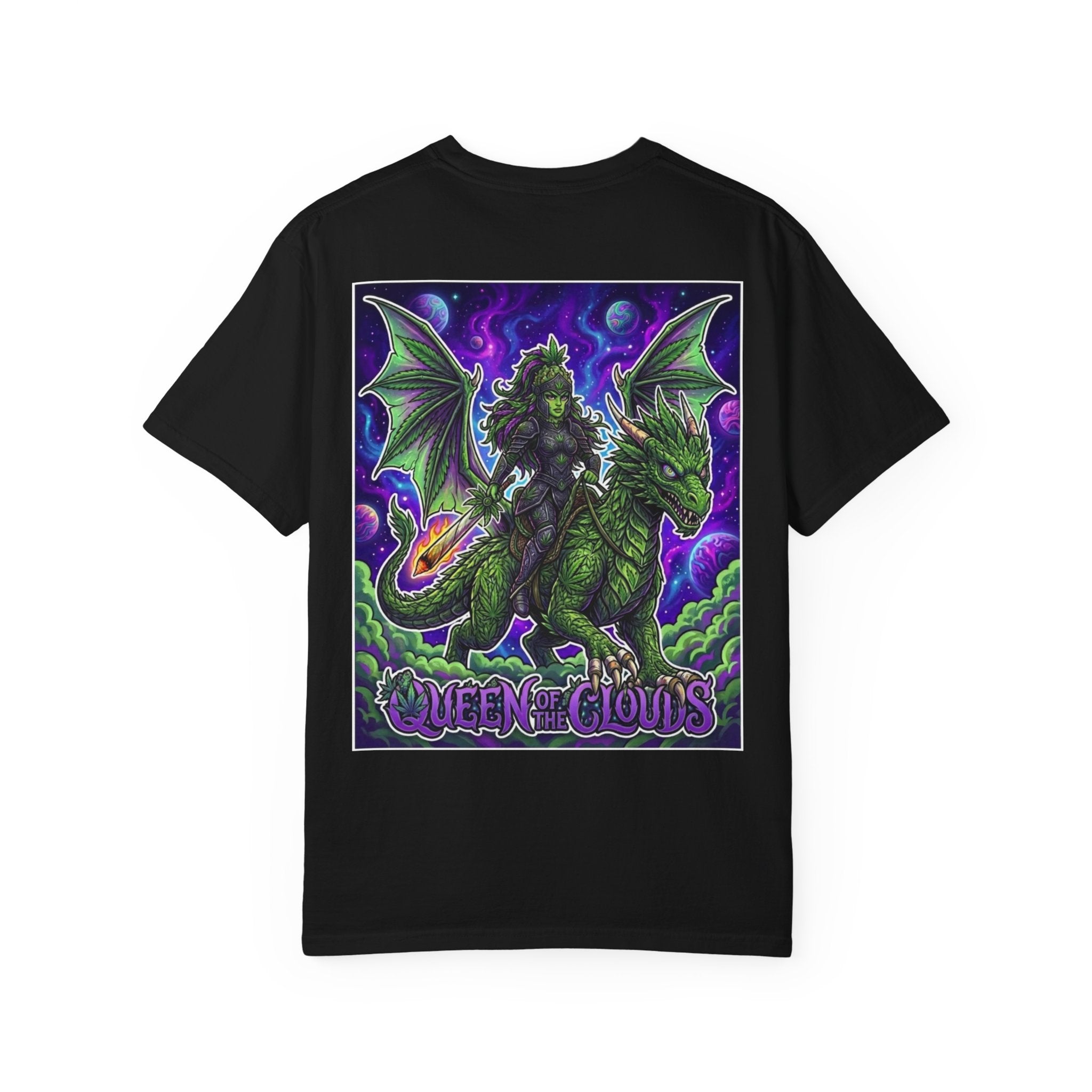 Queen of the Clouds - Retro Sci-Fi Fantasy Cannabis Graphic T-Shirt