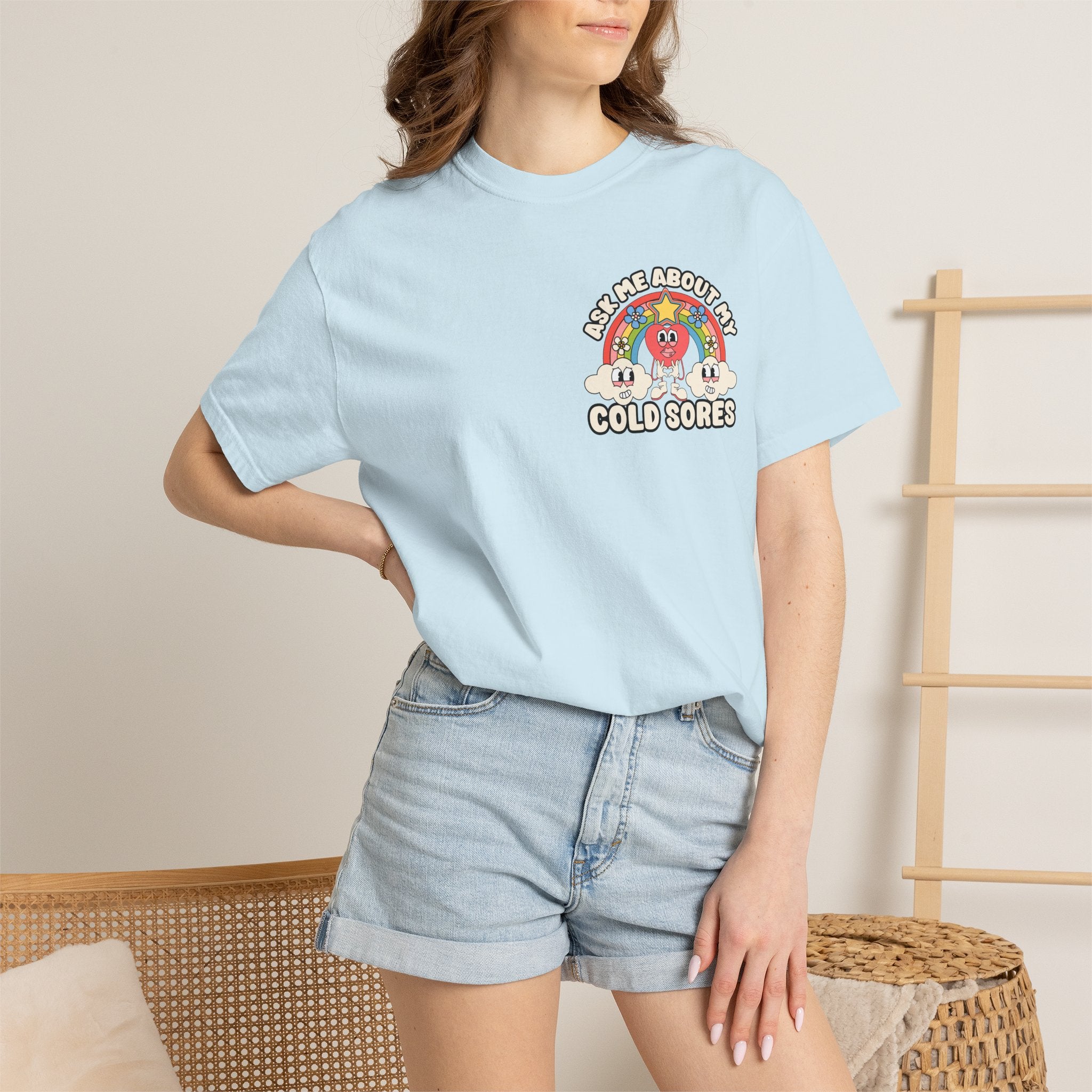 Adult Humor "Ask Me About My Cold Sores" Double-Sided Retro Tee