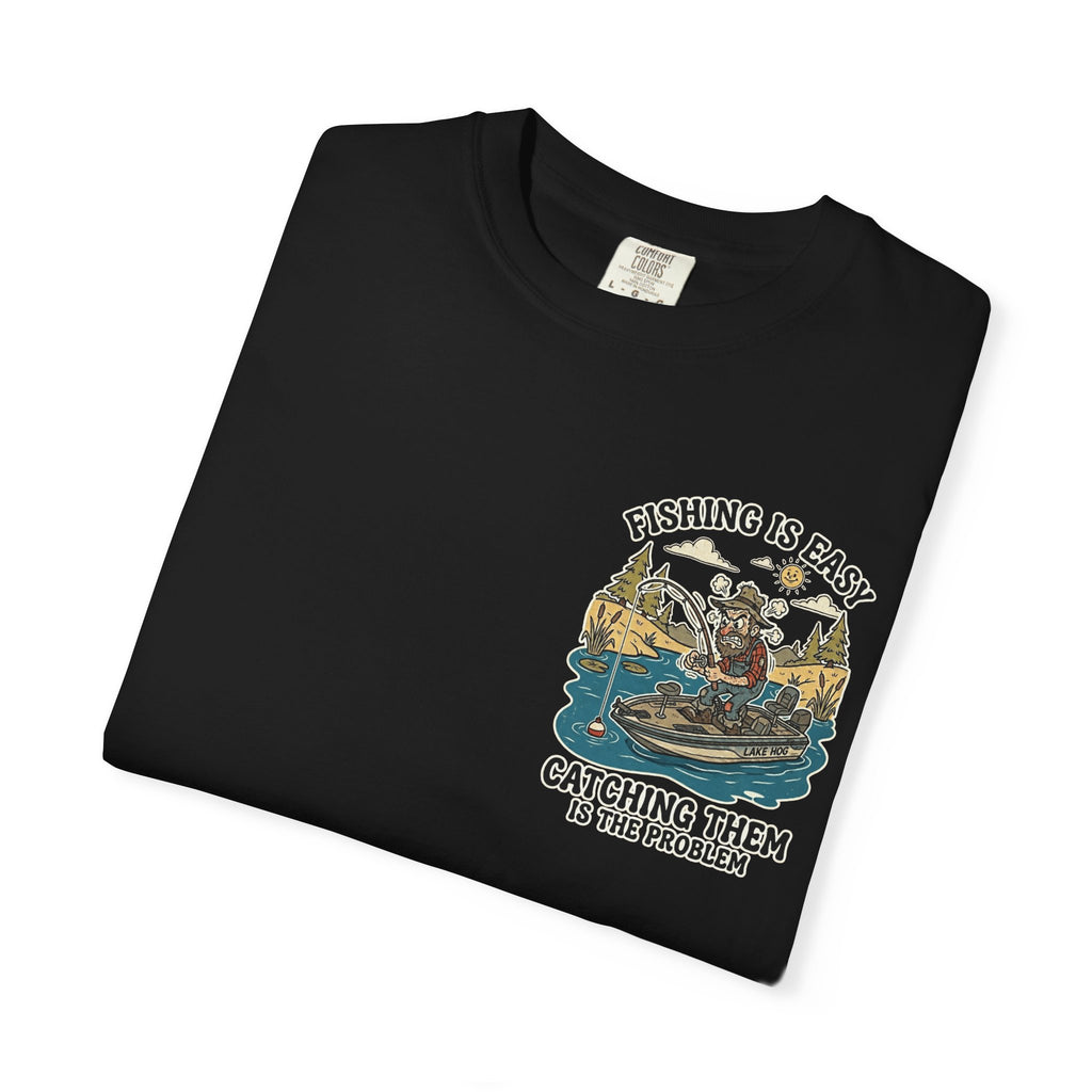 Funny Retro Fishing T-Shirt - Catching Them Is The Problem Vintage Fisherman Bass Lake Tee
