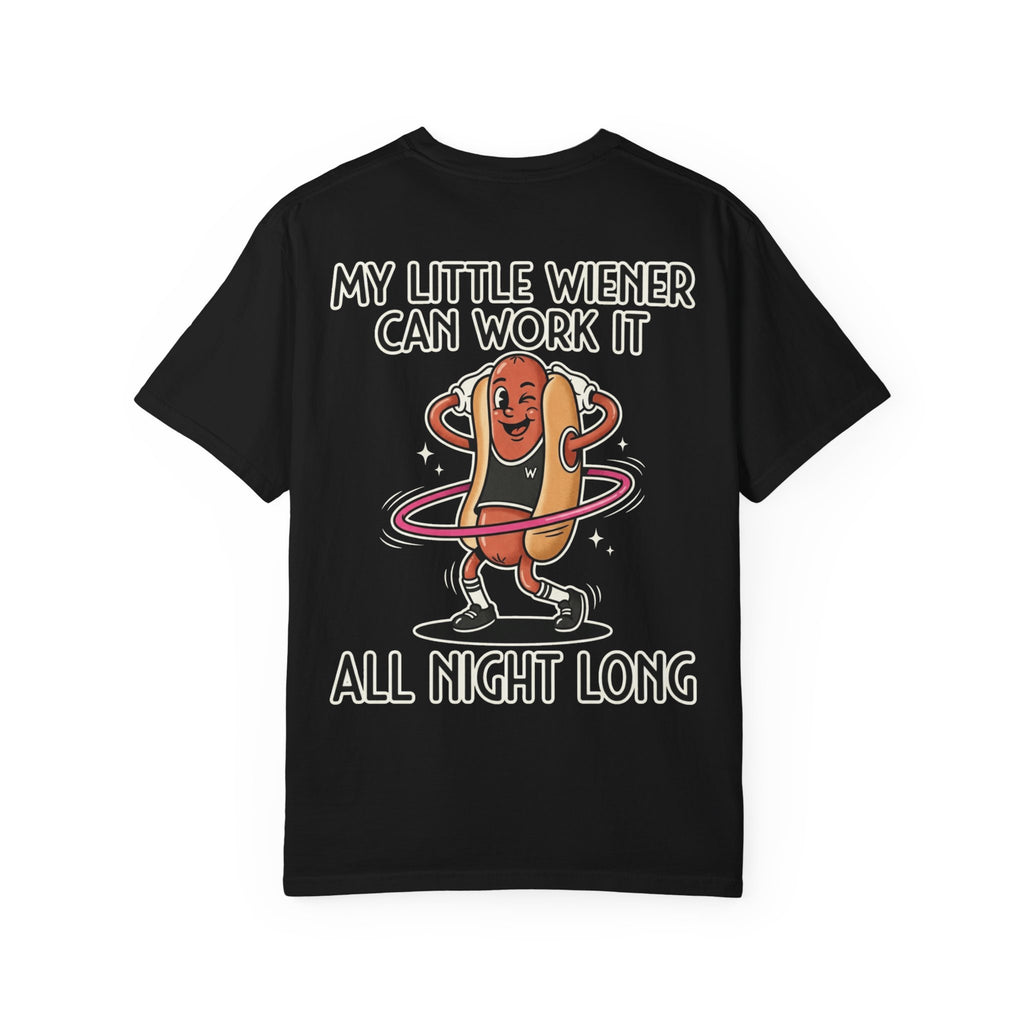 My Little Wiener Can Work It All Night Long Shirt - Funny Retro Hula Hoop Adult Humor Tee