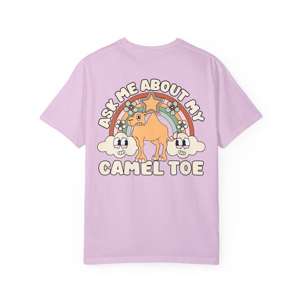 Adult Humor "Ask Me About My Camel Toe" Double-Sided Retro Tee