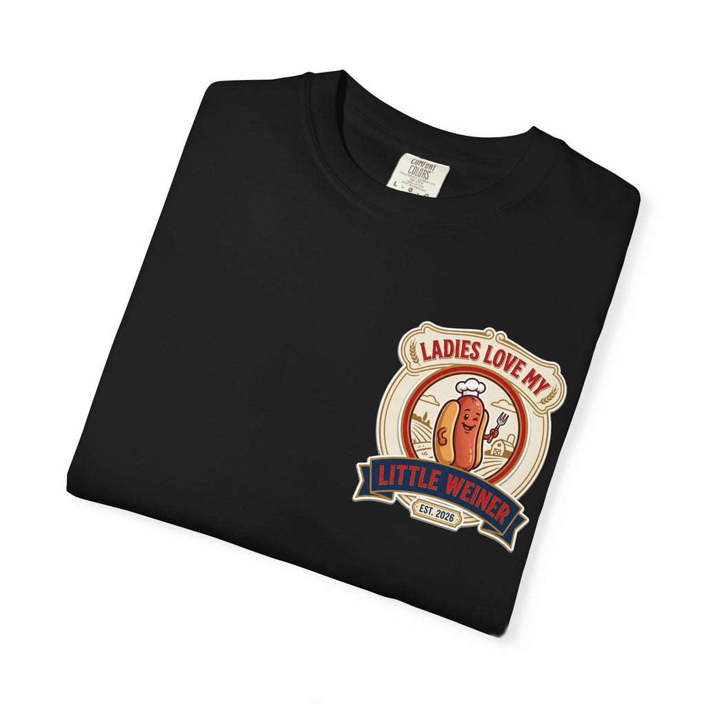 Funny Ladies Love My Little Weiner T-Shirt - Retro Hot Dog Food Parody Gift Tee
