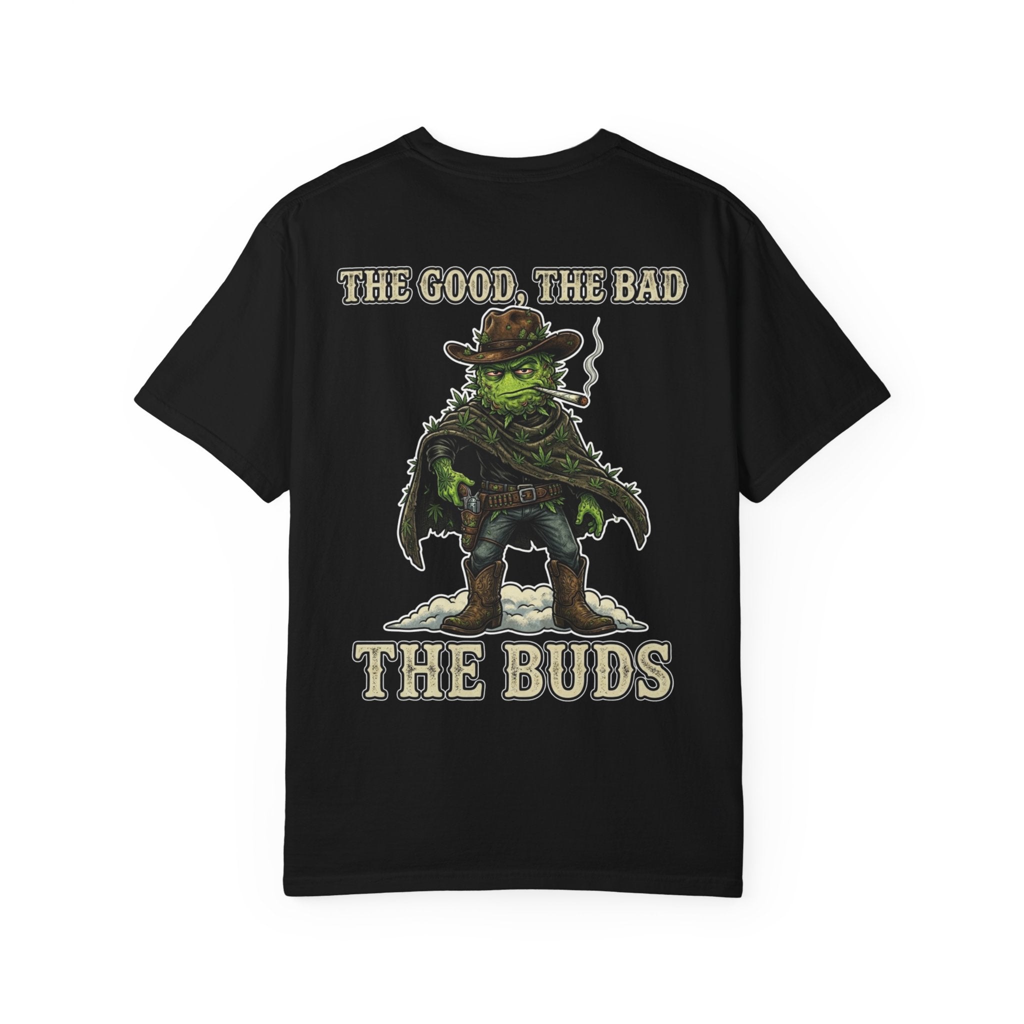 The Good, The Bad, The Buds - Retro Western Satire Cannabis T-Shirt