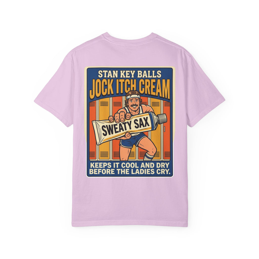 Funny Stan Key Balls Jock Itch Cream Shirt Sarcastic 1970s Retro Adult Humor Gym Gag Tee
