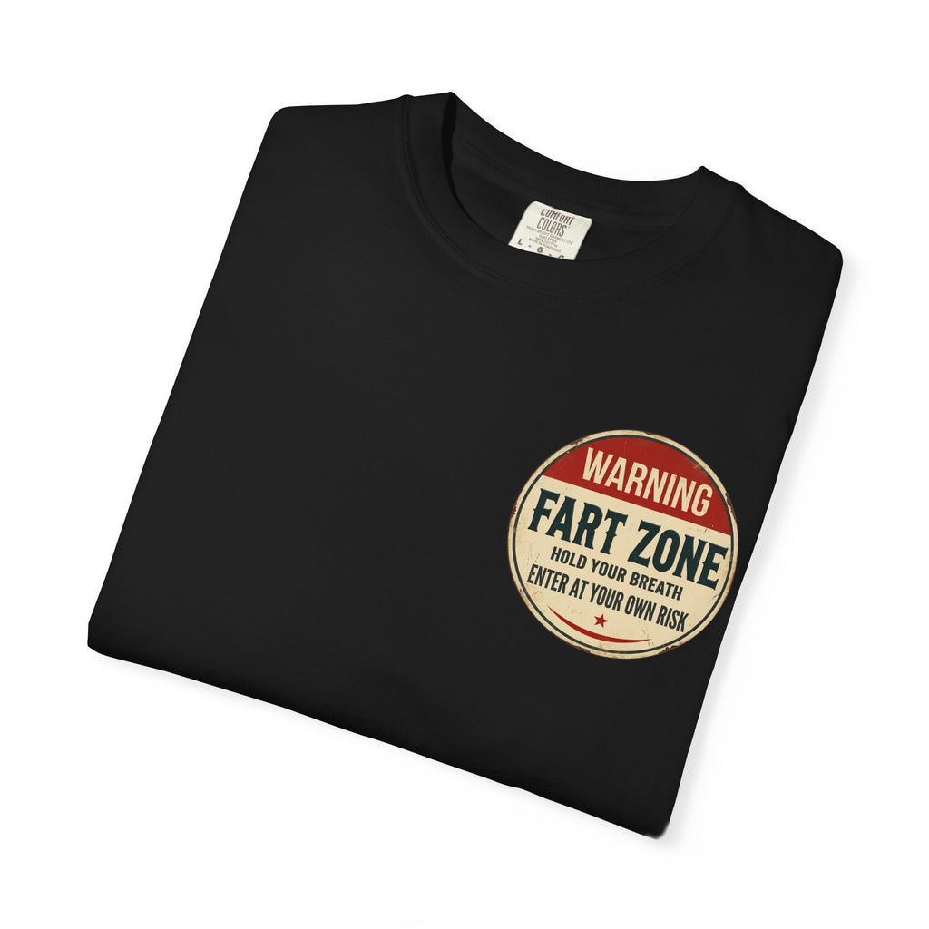 WARNING: FART ZONE Funny Retro Humor Sign T-Shirt - Sarcastic Gift Tee